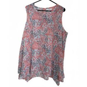 NEW Fever Blouse Size XXL Sleeveless Tunic Layers Tiers Sheer Abstract Polyester